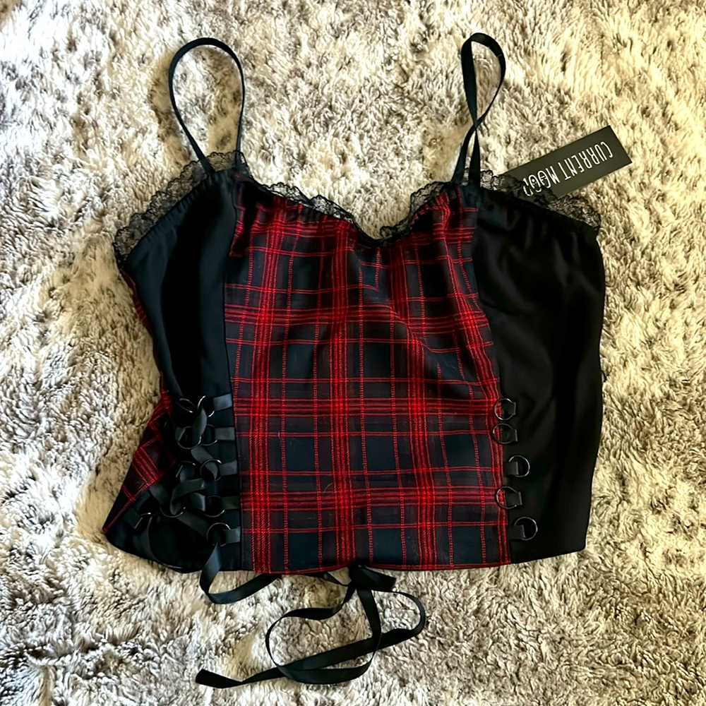Dollz Kill red plaid top